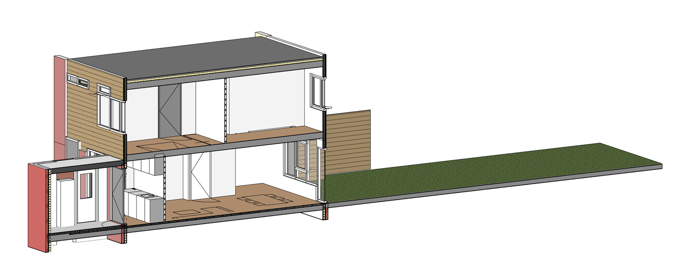 3D doorsnede bestaande situatie woonhuis Amsterdam