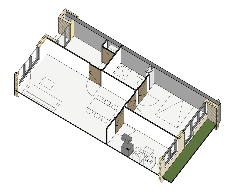 3D visualisatie appartement Amsterdam - verbouwing ontwerp