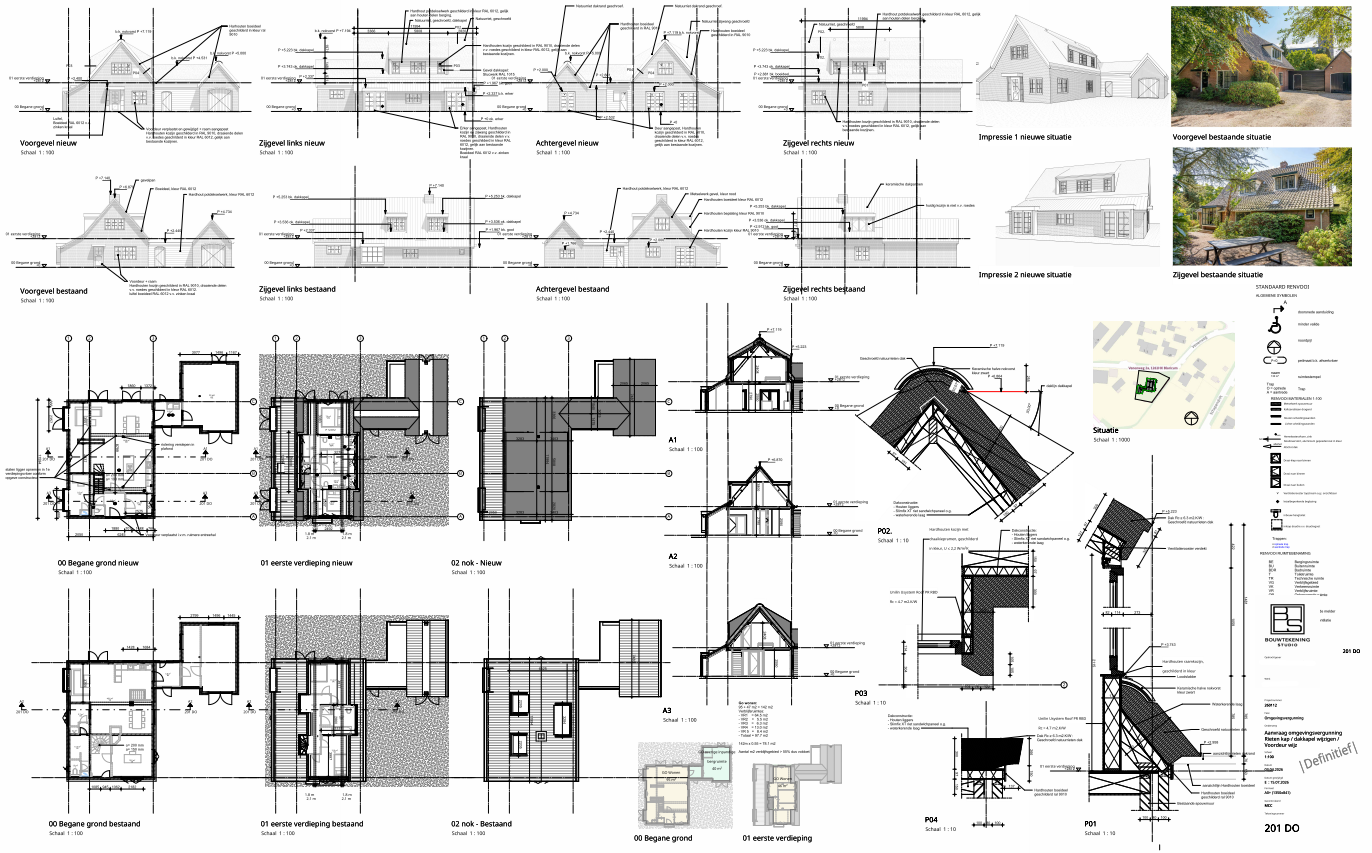 Uitgewerkte bouwtekening van een woning