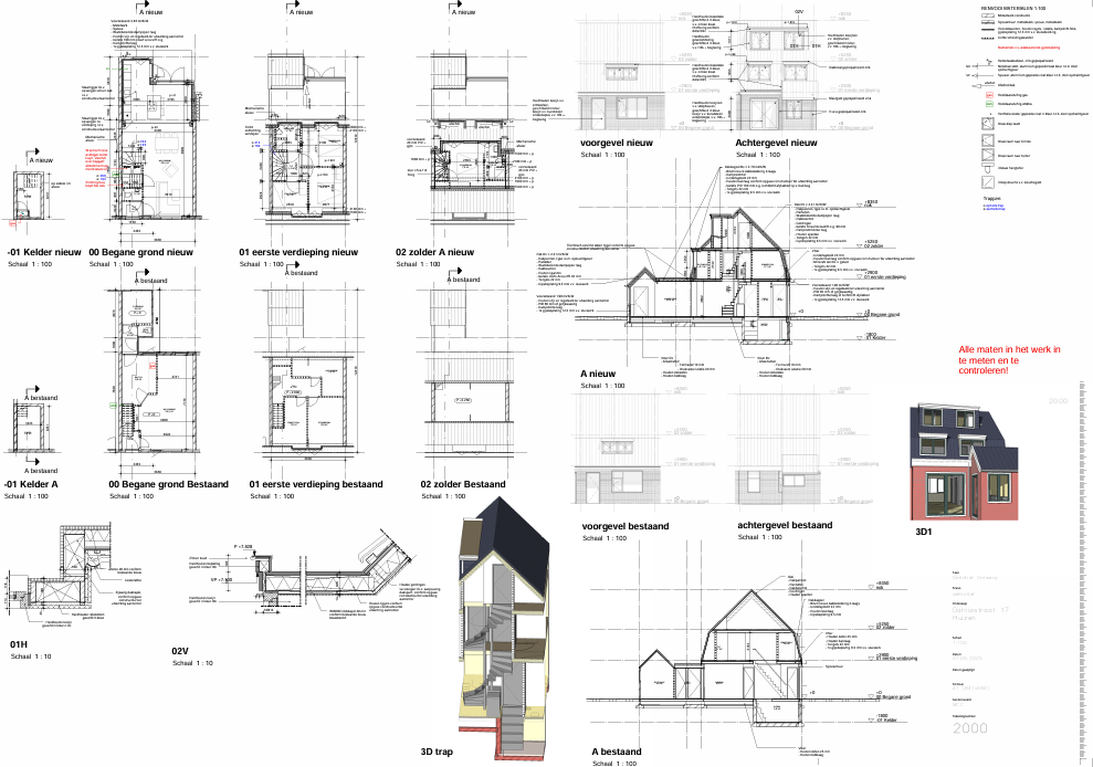 Bouwtekening woonhuis Huizen